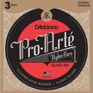 D'Addario EJ45-3D Pro-Arte Nylon Classical Guitar Strings, Normal Tension, 3 Sets