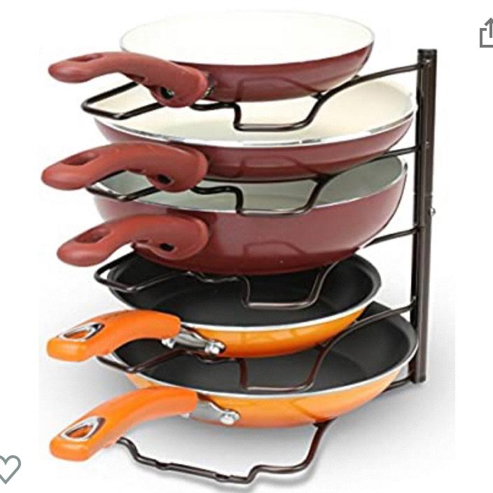 DecoBros Kitchen Counter and Cabinet Pan Organizer Shelf Rack, Bronze
