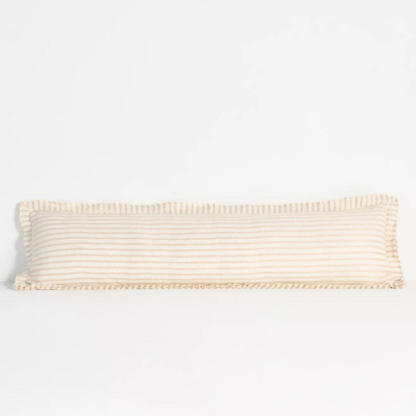 Luxe Linen Blend Pillow - Ivory & Natural Stripe, 12" x 48"