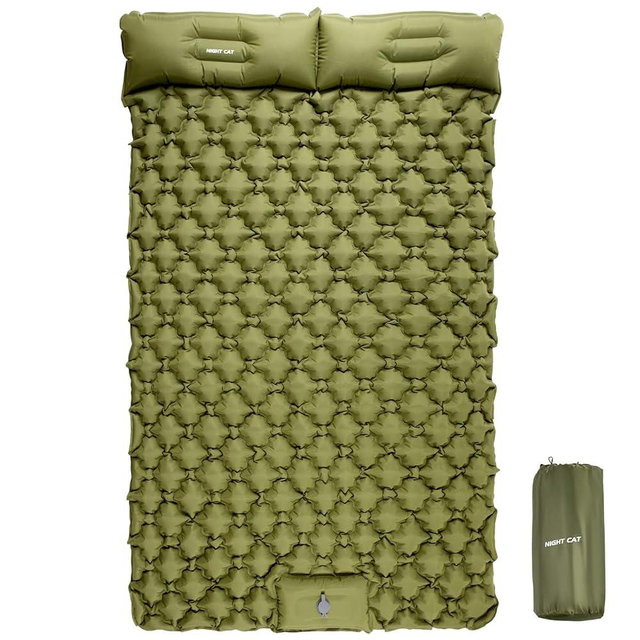 Night Cat Inflatable Sleeping Pads Mat Bed with Foot Pump and Pillow for Camping Backpacking Hiking Ultra-Light Compact Comfortable Extendable