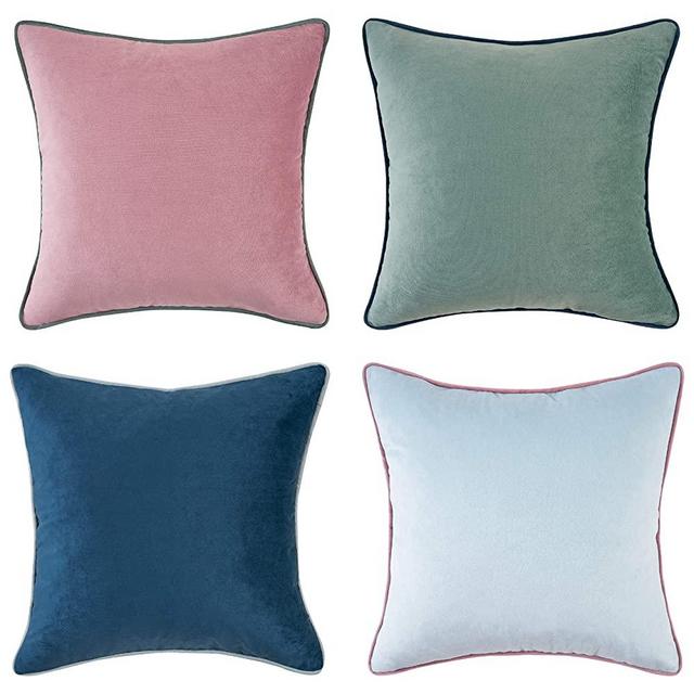 MONDAY MOOSE Decorative Throw Pillow Covers Cushion Cases, Set of 4 (18” x 18”) Soft Velvet Modern Double-Sided Designs, Mix and Match for Home Decor, Pillow Inserts Not Included (Pink/Blue)