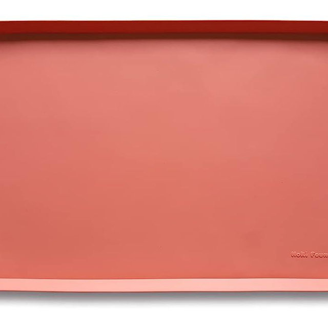 Hoki Found L Silicone Pet Food Mats Tray - Non Slip Pet Dog Cat Bowl Mats Placemat - Dog Pet Cat Feeding Mat - Waterproof Dog Cat Food Mats -Pet Water Mats for Carpet -Burnt Coral
