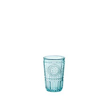 Bormioli Rocco 387595GRS021522 Romantic Tumbler, Set of 4, 10.25 oz, Light Blue