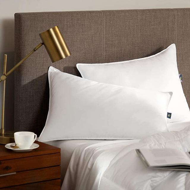 Serta Down Illusion Soft Hypoallergenic Medium Firm Bed Pillows for Sleeping (2 Pack), King, White 2 Piece