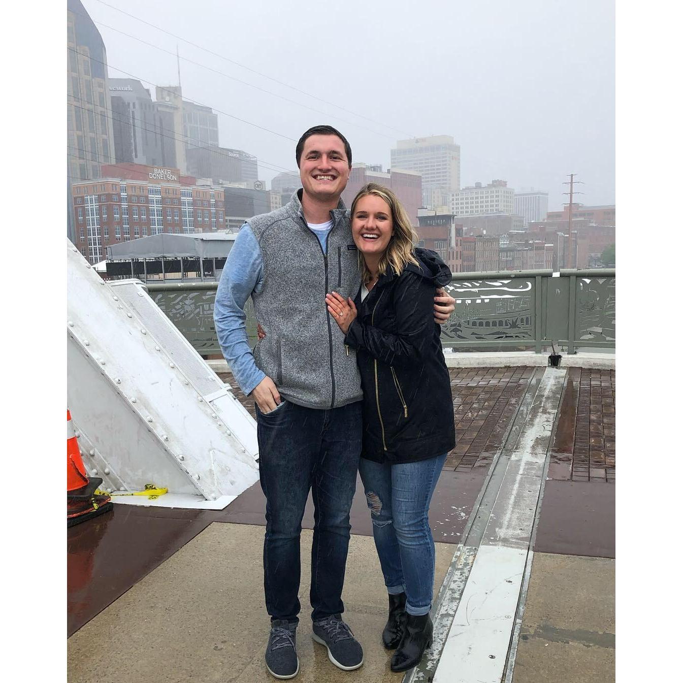 In April 2019, Anthony proposed to Claudia on the Nashville Walking Bridge in downtown Nashville. Claudia was living in Nashville when the couple first connected.