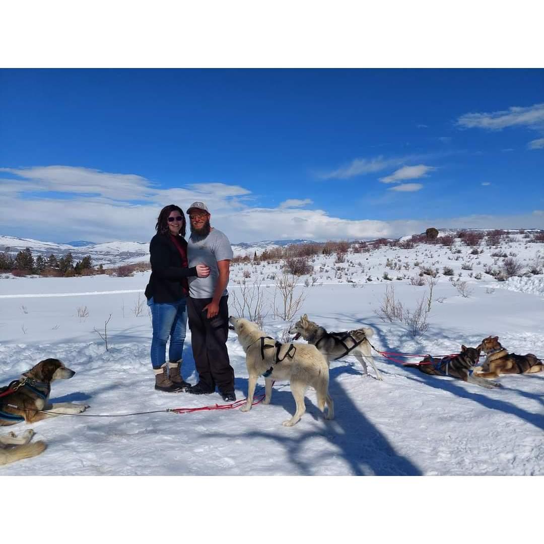 The day Jayson purposed to Kelly while dog sledding in Colorado.