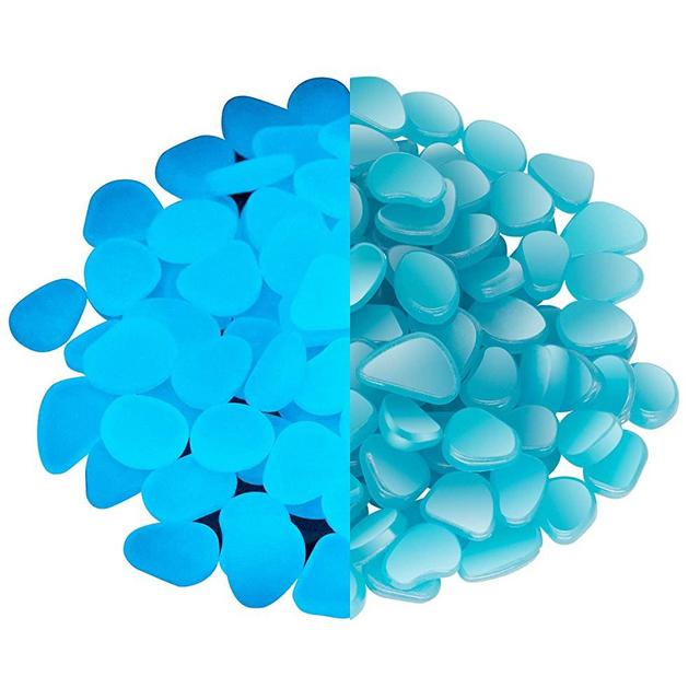 NAMTSO Glow Rocks,『500pcs』Blue Glow in The Dark Pebbles Luminous Stones for Fish Tank Aquarium Indoor & Outdoor Yard Decor Garden Gravel Decoration for Backyard Walkway Pathway Lawn