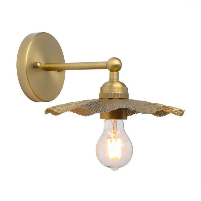 Pathson Vintage Metal Wall Sconce Brass Finished, Flower Shape Split Design Wall Lamp Fixture, Home Decor Art Wall Light Hardwired Farmhouse Lighting for Living Room Hallway Bedside