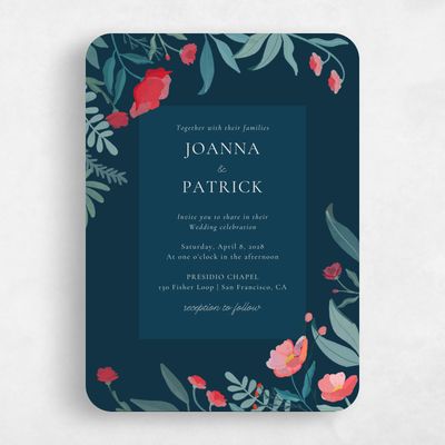 Blue Rounded Wedding Invitation - Blysse Frame
