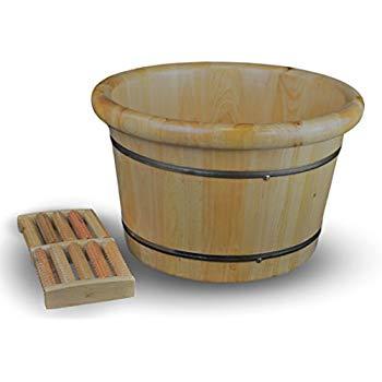 Wooden Tub Sauna Broom Steaming, Oak Water Tub, Heavy Wooden Bucket Sauna Shower Spa Lid