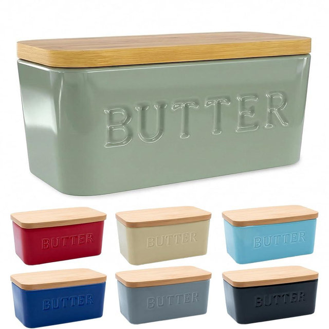 PriorityChef Extra Large Butter Dish with Lid for Countertop, Ceramic Butter Container With Airtight Cover, Butter Keeper for Counter or Fridge, Butter Holder Storage, Sage Green