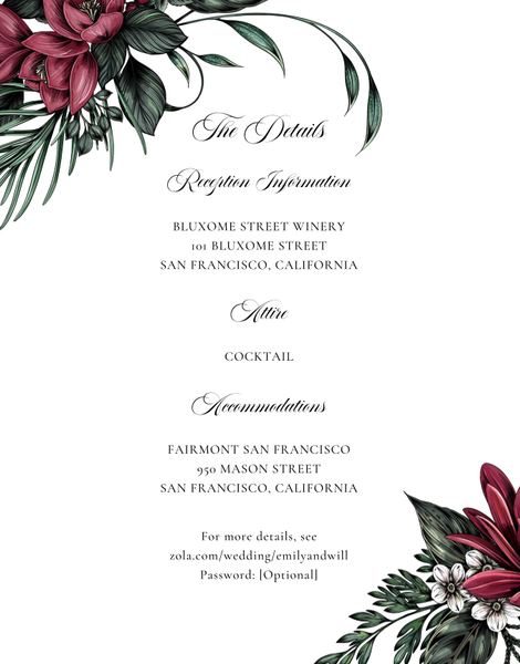 Poconos | Burgundy | Zola Wedding Enclosure Cards