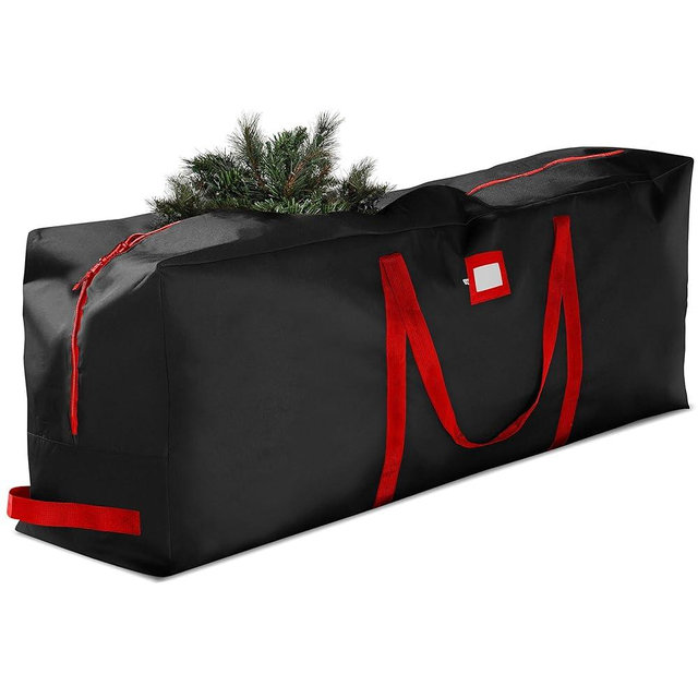 Zober Christmas Tree Storage Bag - Fits 7.5 Ft Artificial Trees - Waterproof Christmas Tree Bag - Strong, Durable Handles - Labeling Card Slot - Black