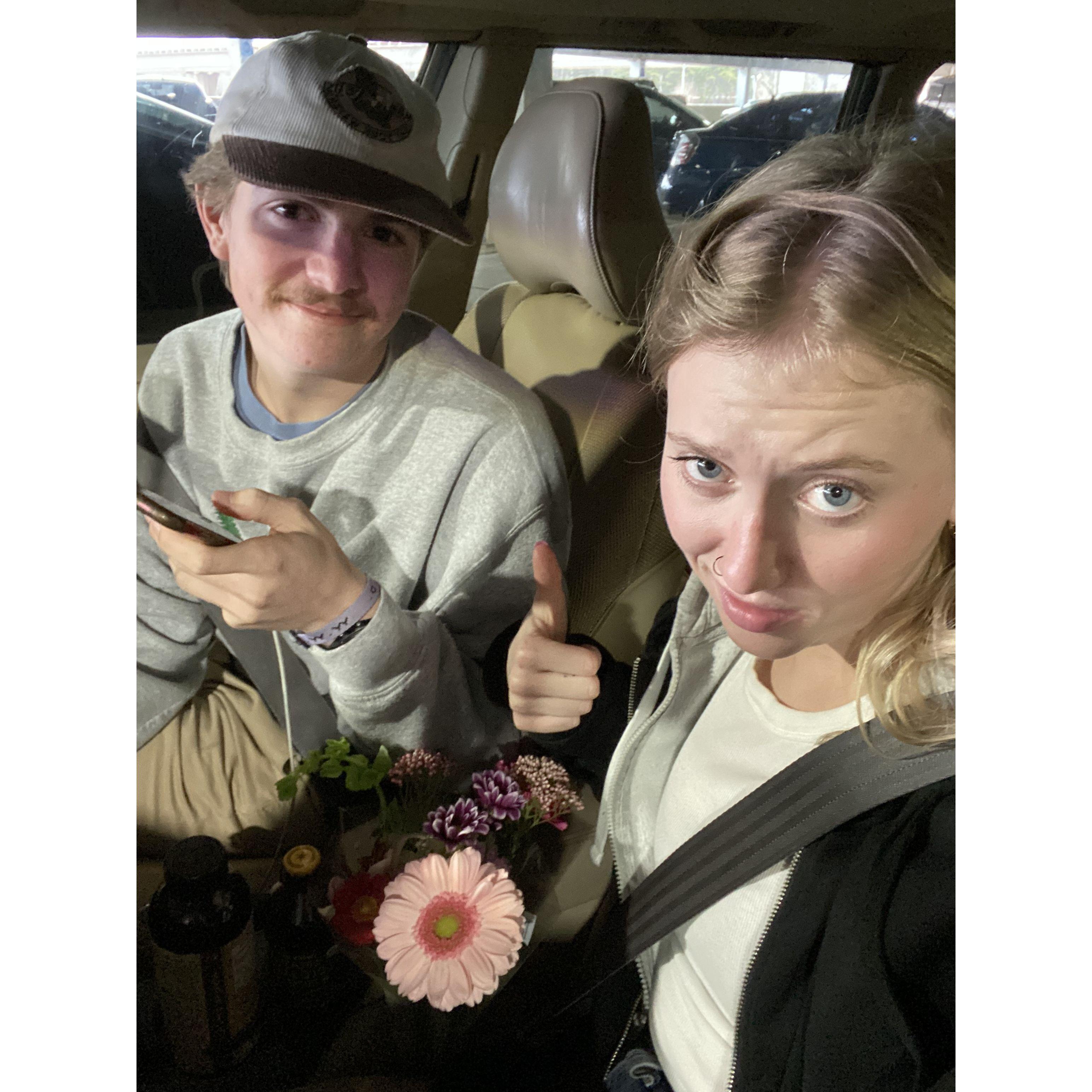 one of MANY airport pickups (lucas always brought lily flowers awe)