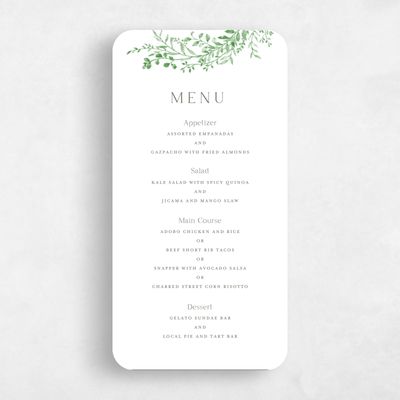 Green Rounded Wedding Menu - Ronneby
