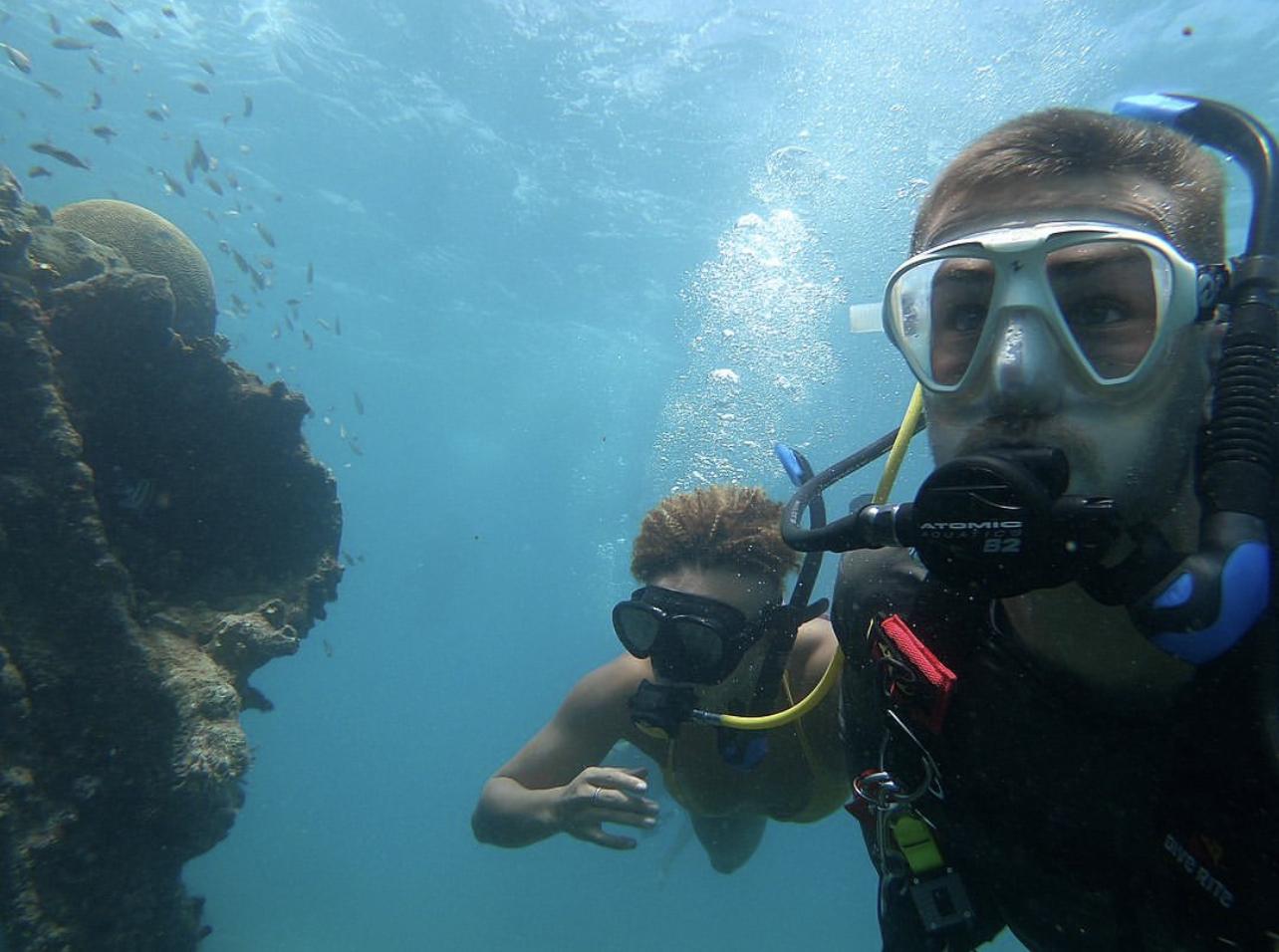 Liv's first experience scuba diving with Seth