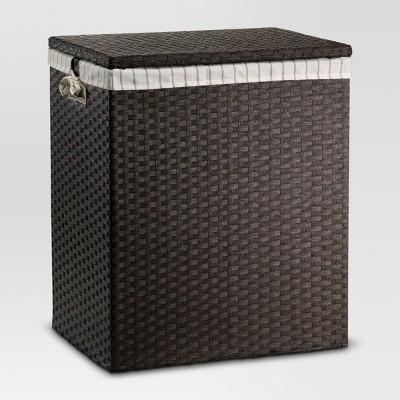 Lined Hamper Dark Brown Weave 24"x14"x20" - Threshold™