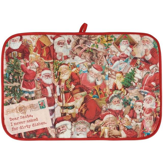 Primitives by Kathy Vintage Santas Drying Mat