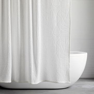 Organic Triangle Waffle Shower Curtain, 72"x72", White