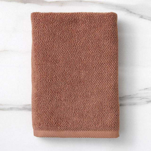 Diagonal Ribbed Bath Towel, Bath Towel, Baked Clay