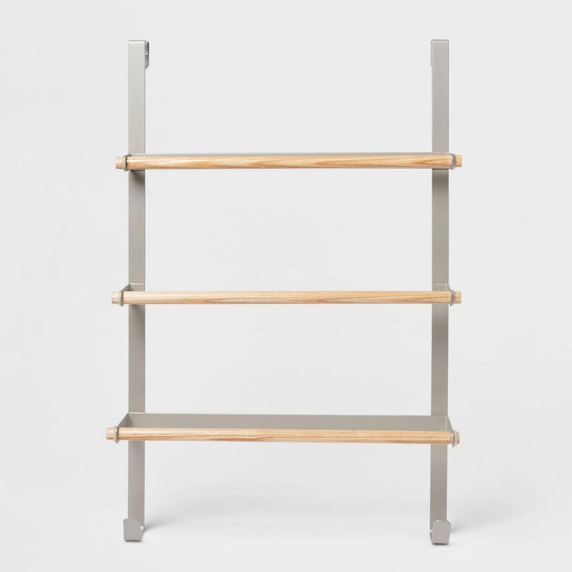 Over the Door Tiered Towel Rack with Wood Brushed Nickel - Brightroom™