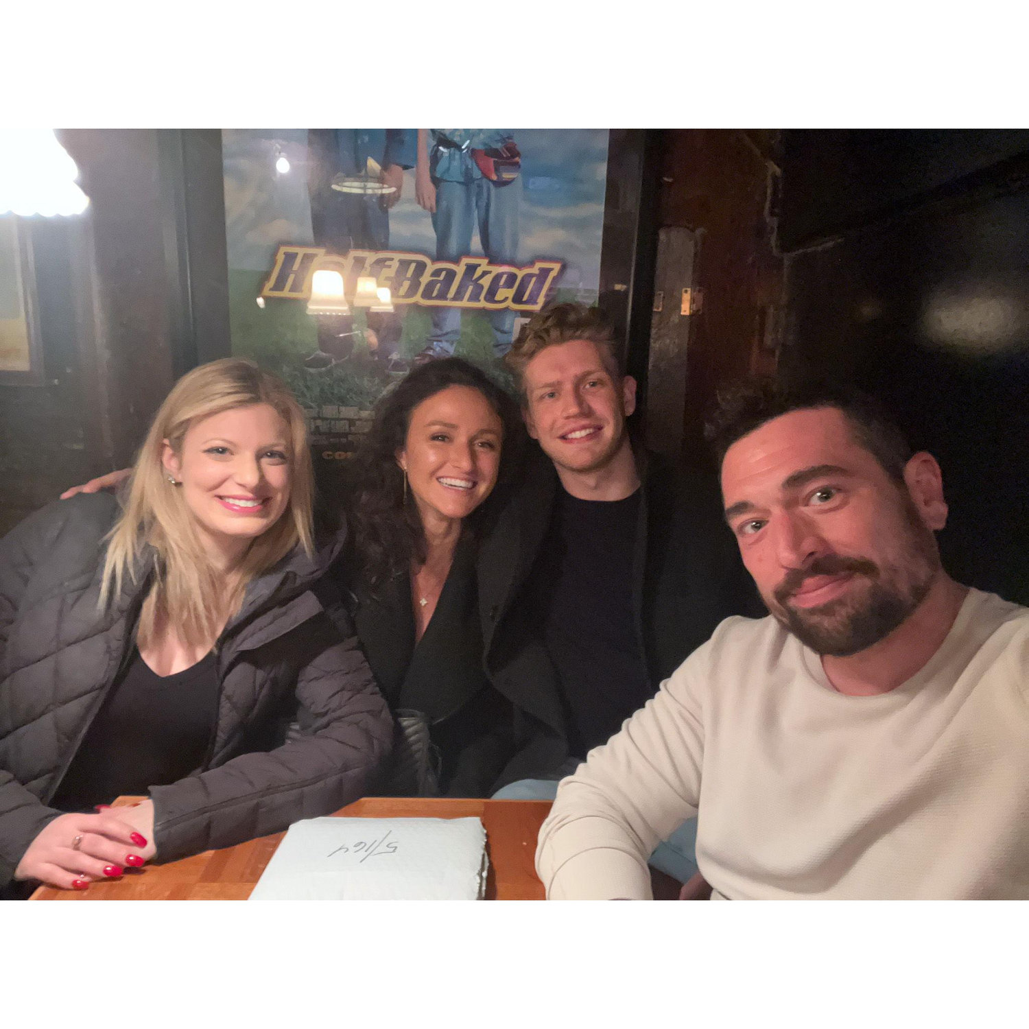 Liam's first birthday together—Serena arranged a surprise steak dinner at Keen's Steakhouse with his two best friends
