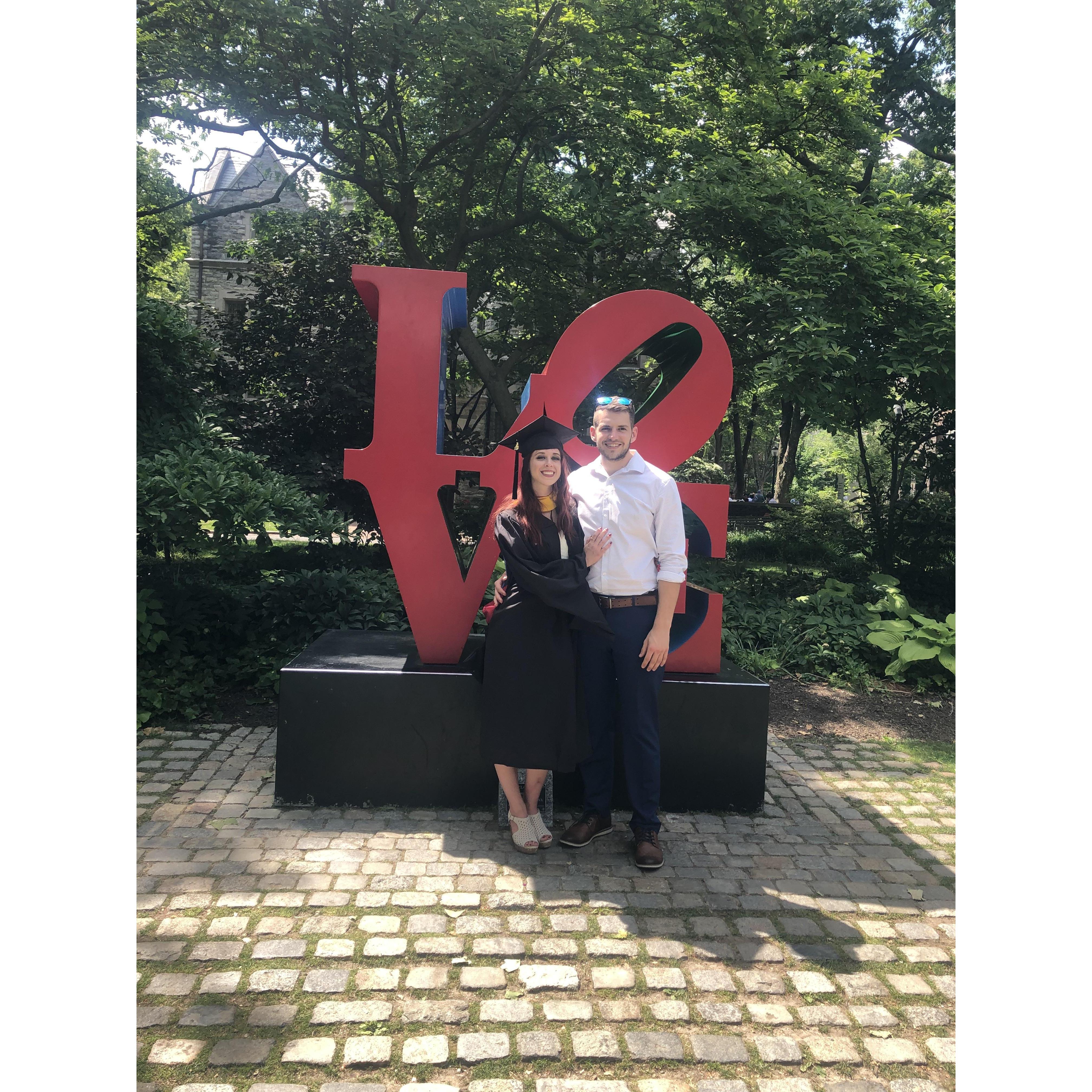 In front of the Love Sculpture at Penn in 2019.