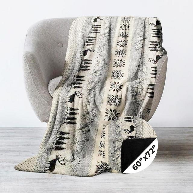 Denali Ultimate Comfort Rustic Throw Blanket w/Lightweight Microplush Acrylic, Super-Soft Fabric, American Made Hand-Stitched, Washable & Dryable - Black Forest Friends Design (60x70)