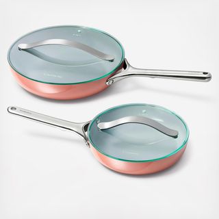4-Piece Ceramic Non-Stick Fry Pan Set with Glass Lids