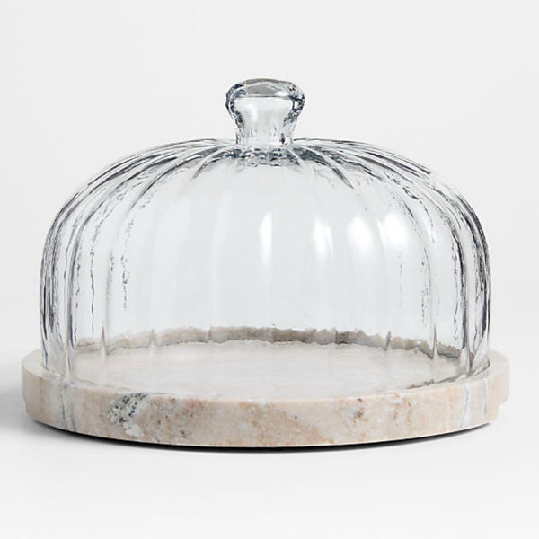 Tuscan Kitchen Marble 11" Cheeseboard with Glass Cloche