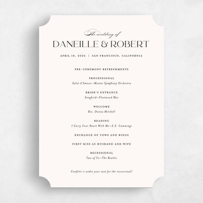 Beige Ticket Wedding Program - Hilltone