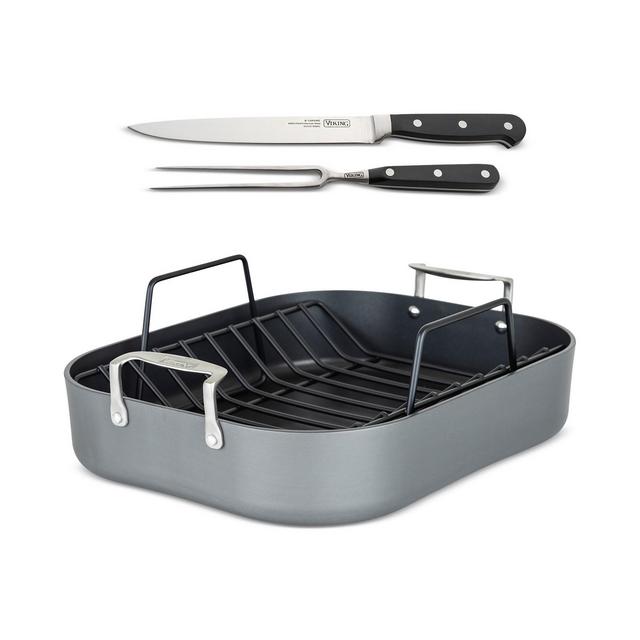 Viking Hard Anodized Aluminum Nonstick Roaster with Rack & BONUS Carving Set