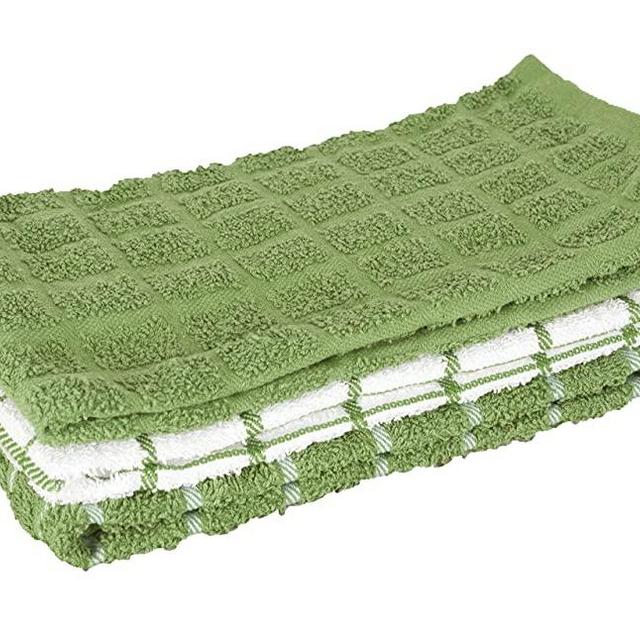 Ritz 100% Cotton Terry Kitchen Dish Towels, Highly Absorbent, 25” x 15”, 3-Pack, Cactus Green