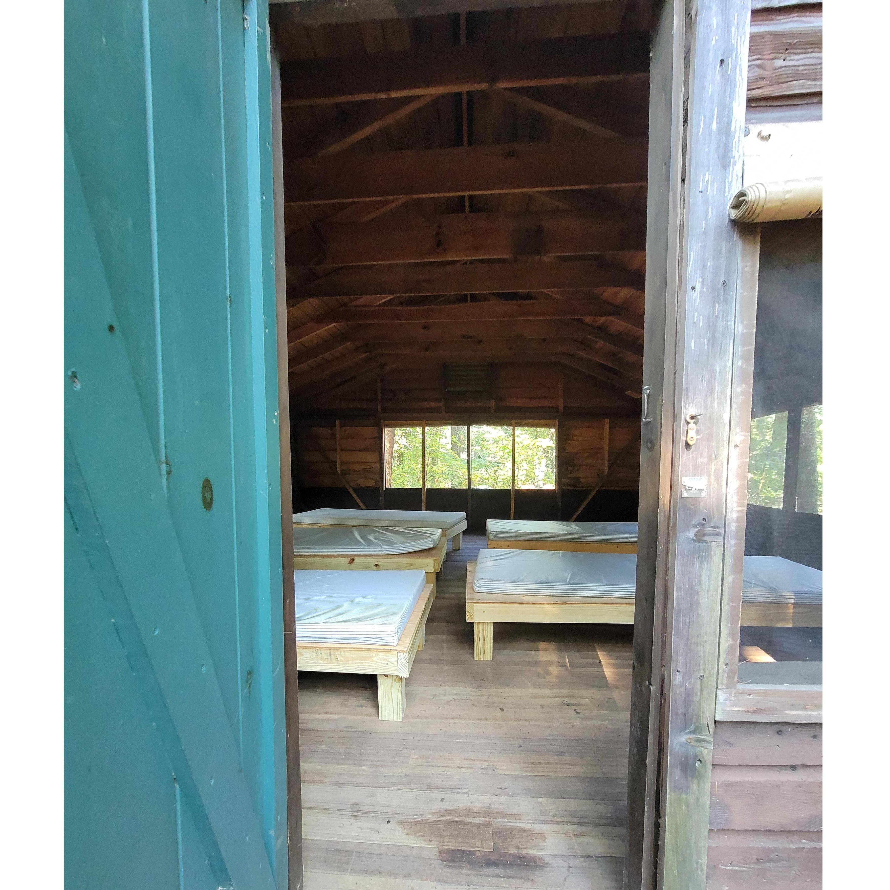 Inside cabin and cots