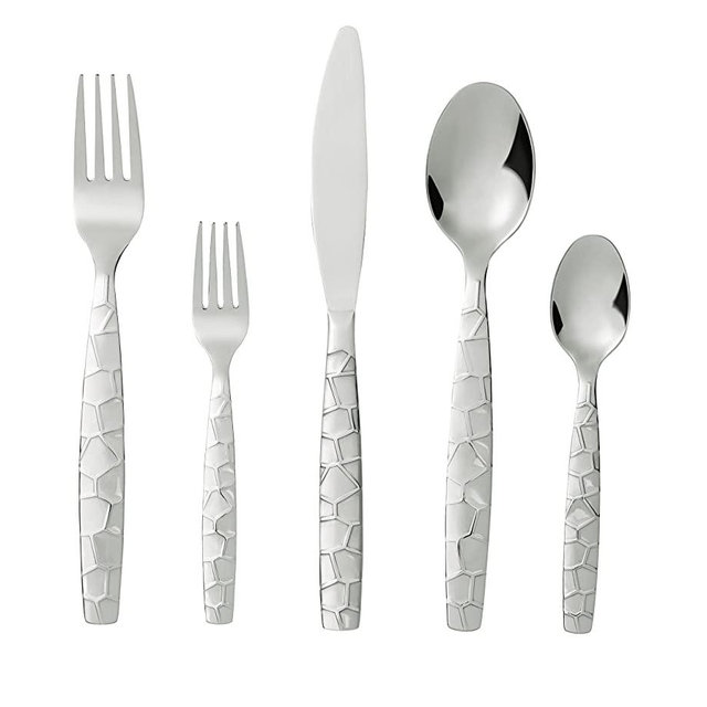 Bon Mosaic 20-Piece Stainless Steel Flatware Silverware Cutlery Set, Include Knife/Fork/Spoon, Mirror Polished, Dishwasher Safe, Service for 4