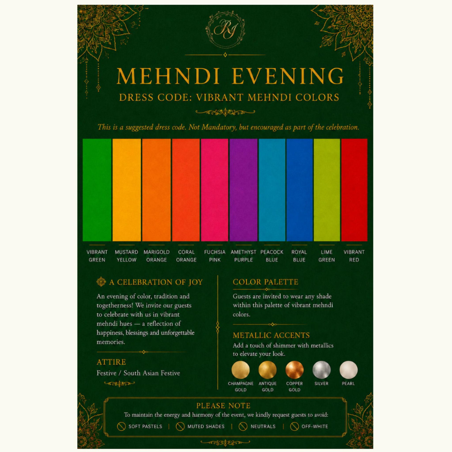 Mehndi Dress Code