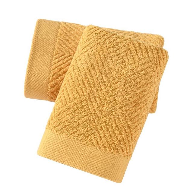 sense gnosis Yellow Hand Towels Set of 2 Striped Weave 100% Terry Cotton Towel Super Soft Highly Absorbent Face Towel for Bathroom 13" X 29"