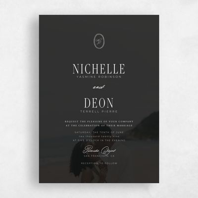 Black Wedding Invitation - Reece Classic