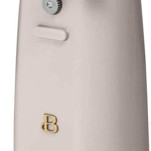 Beautiful Easy-Prep Electric Can Opener by Drew Barrymore, One-Touch Auto Turn with No-Tilt Design and Knife Sharpener (Porcini)