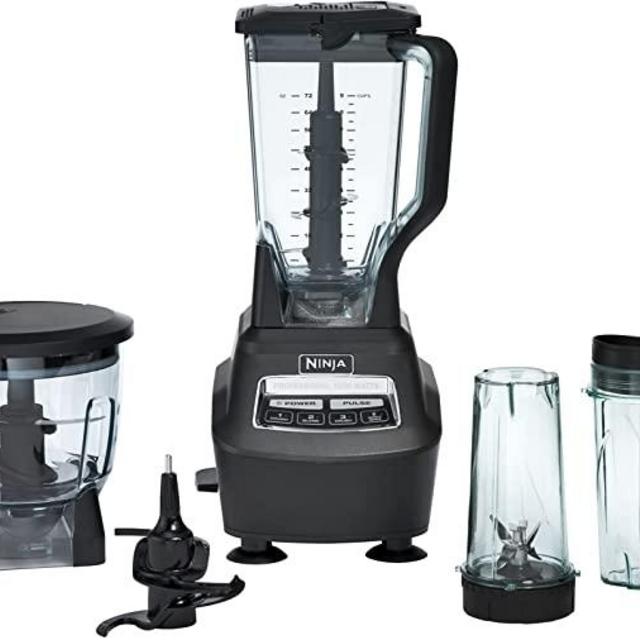 Ninja Mega Kitchen System (BL770) Blender/Food Processor with 1500W Auto-iQ Base, 72oz Pitcher, 64oz Processor Bowl, (2) 16oz Cup for Smoothies, Dough & More