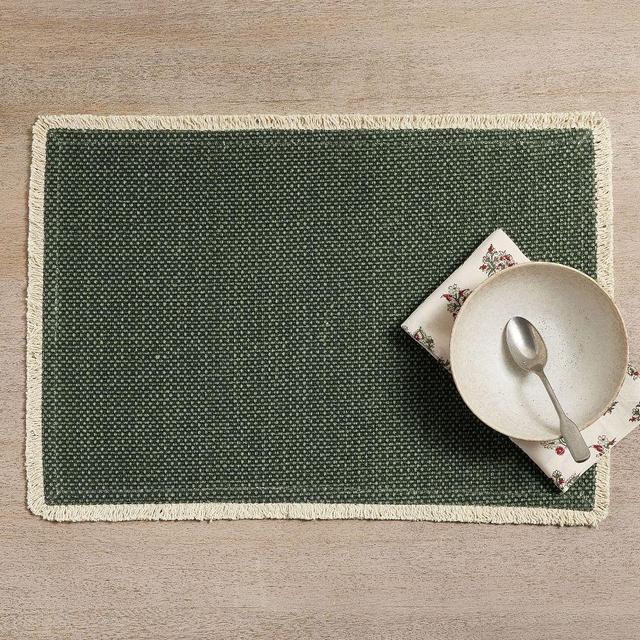 Mason Cotton Fringe Placemats, Set of 4 - Evergreen