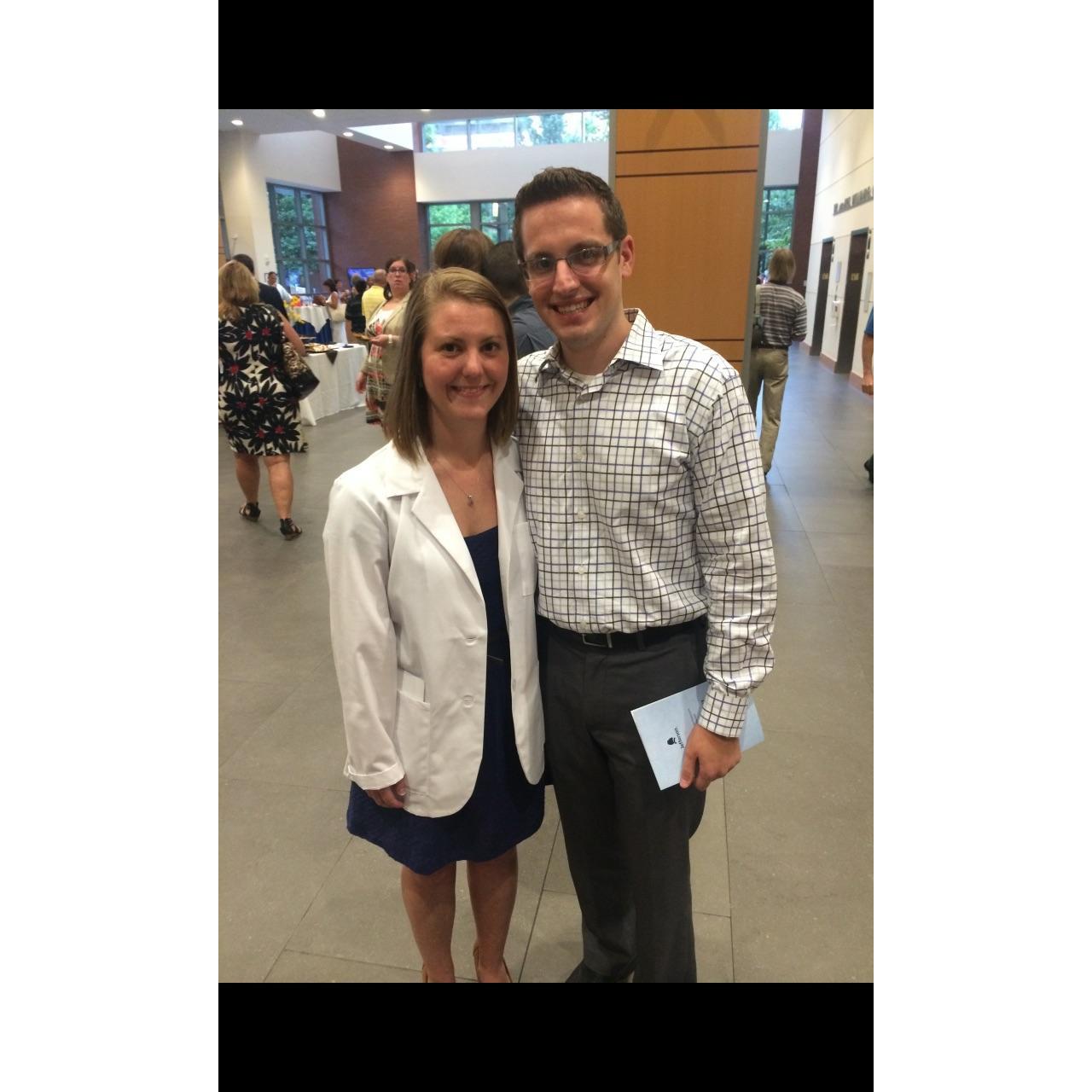 Brandon giving his full support at Beckie's white coat ceremony