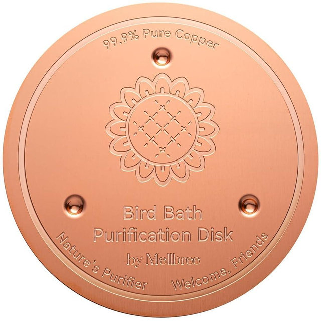 Mellbree Bird Bath Copper Disc, 0.6mm 99.99% Pure Copper for Natural Water Care, Fits Most Outdoor Birdbaths, Bowls, Solar & Heated Units (Sunflower)