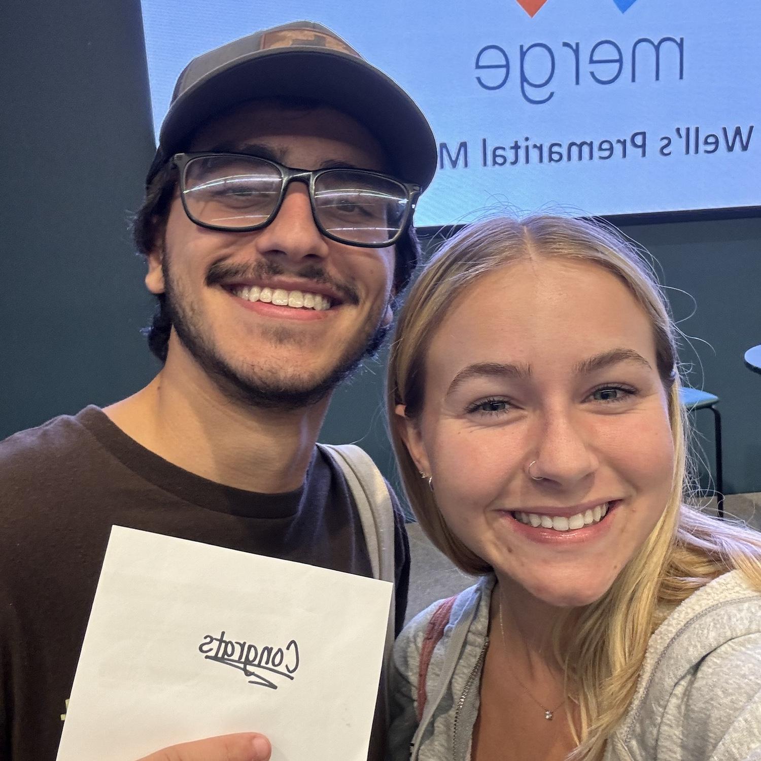 This picture was taken after we won “best date” at our premarital class, Merge.