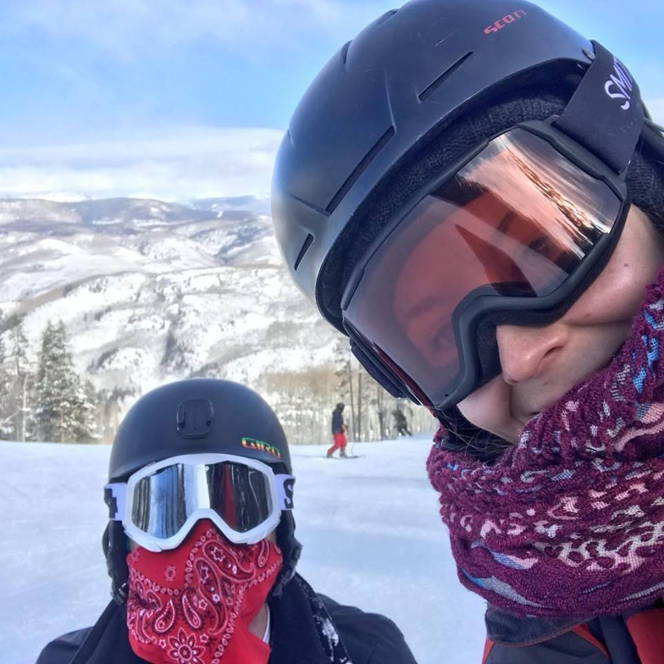 Celebrating the Palmers in Vail, Colorado pretending we are in a biker gang apparently.