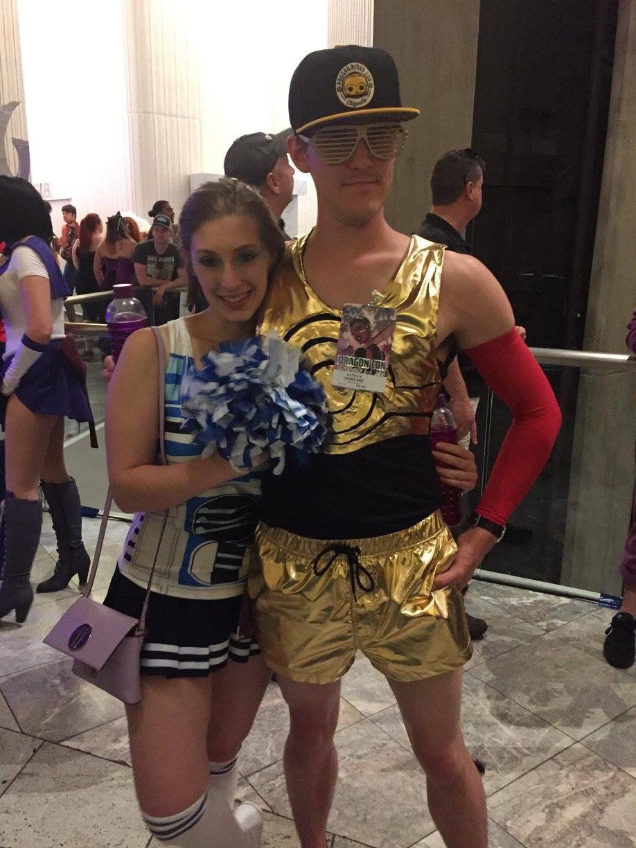 August 2016- A few weeks after we started dating! Patrick dressed as C3P-bro and me as R2 cheer 2. Despite some hot glue burns, he kept dating me!
