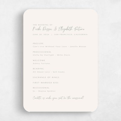 Beige Rounded Wedding Program - Mondelli