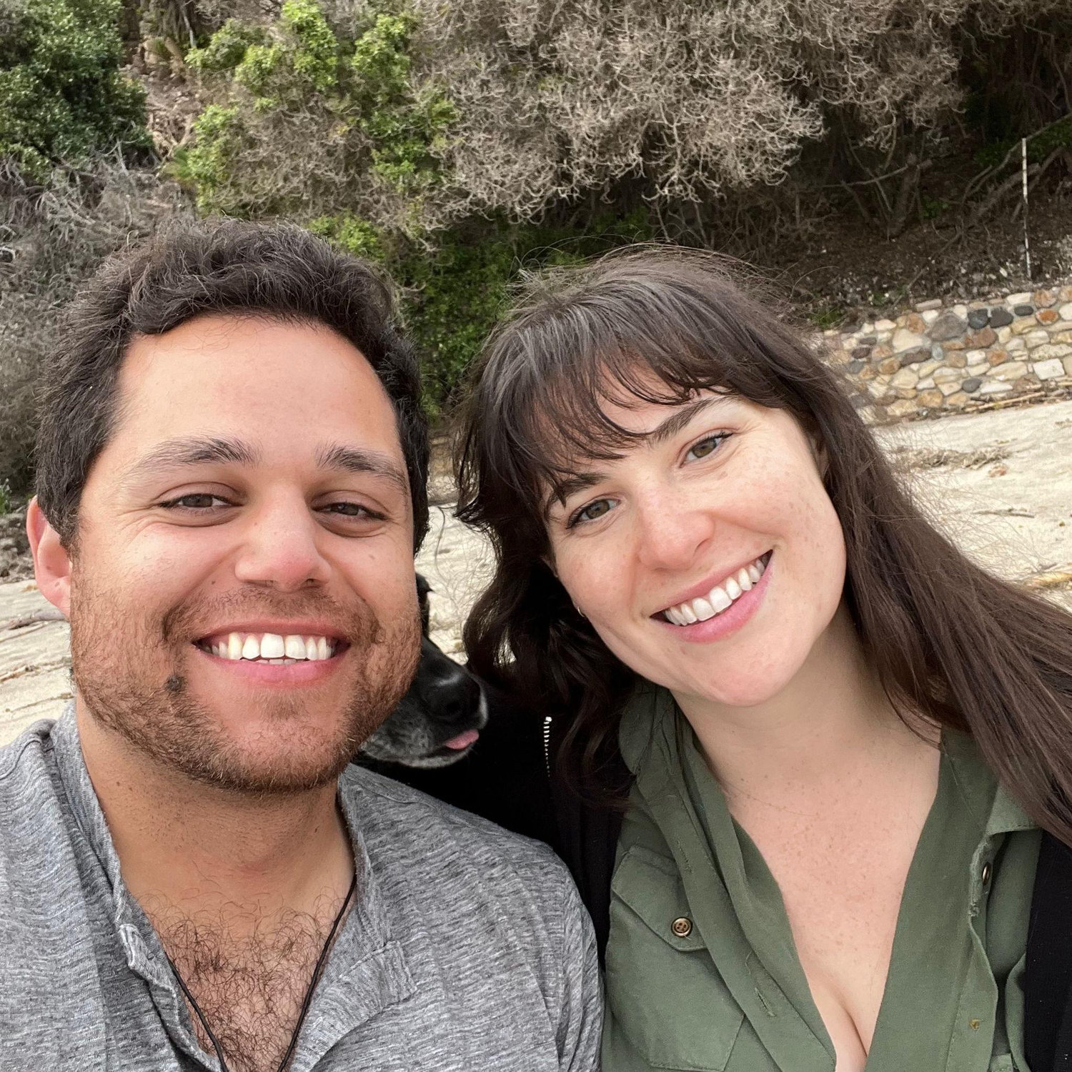 One of our first pictures together and the first time Rose met Shadow-Malibu, CA
