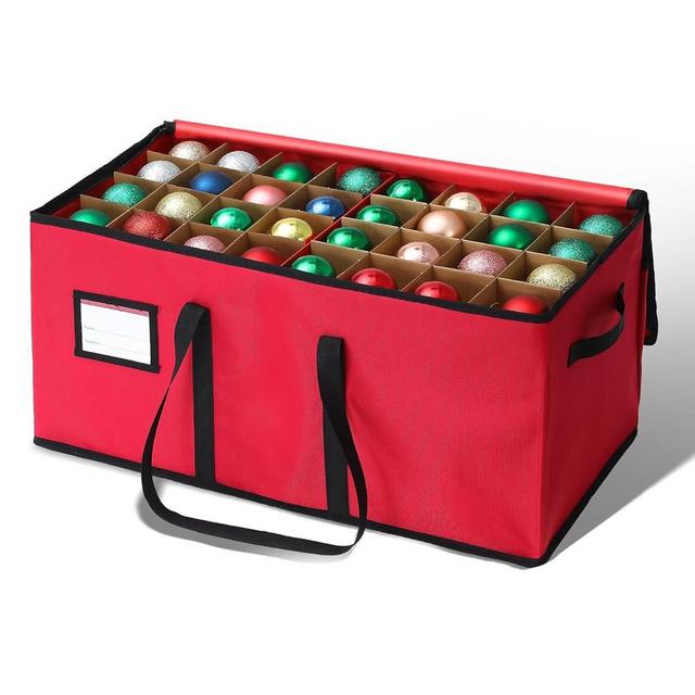 BIEBOS Christmas Decoration Organizer Ornament Holder Village Storage Chest Box，Tree Keepers Ornament Ball Storage，Santas Bags Ornament Storage