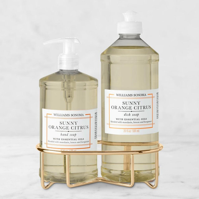 Williams Sonoma Sunny Orange Citrus Hand Soap & Dish Soap 3-Piece Kitchen Set, Gold